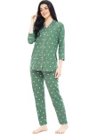 ZEYO Women's Cotton Heart Printed Night Suit Set of Shirt & Pyjama 5274
