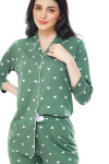 ZEYO Women's Cotton Heart Printed Night Suit Set of Shirt & Pyjama 5274