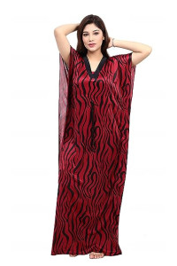 G4Girl Women's Silk Geometric Print Maxi Nightgown